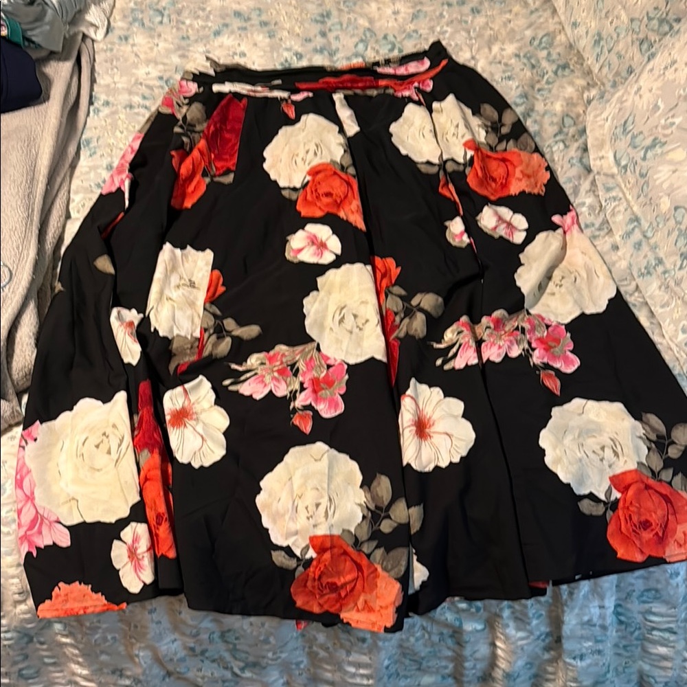 Cato Cream and Red A-Line Knee-Length Skirt